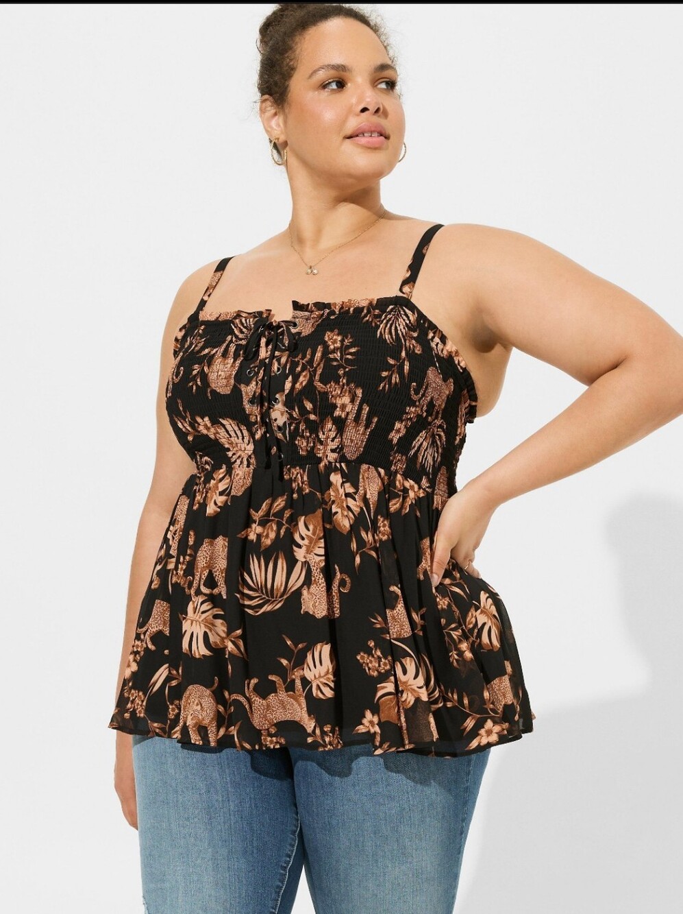 Babydoll Chiffon Smocked Cami Tank Top